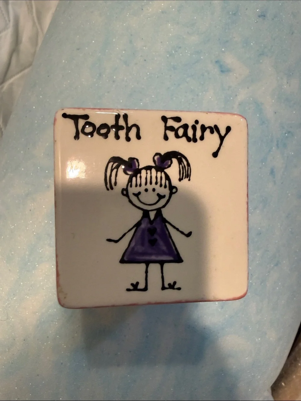 Tooth Fairy Kids ceramic square  Accessory - pink