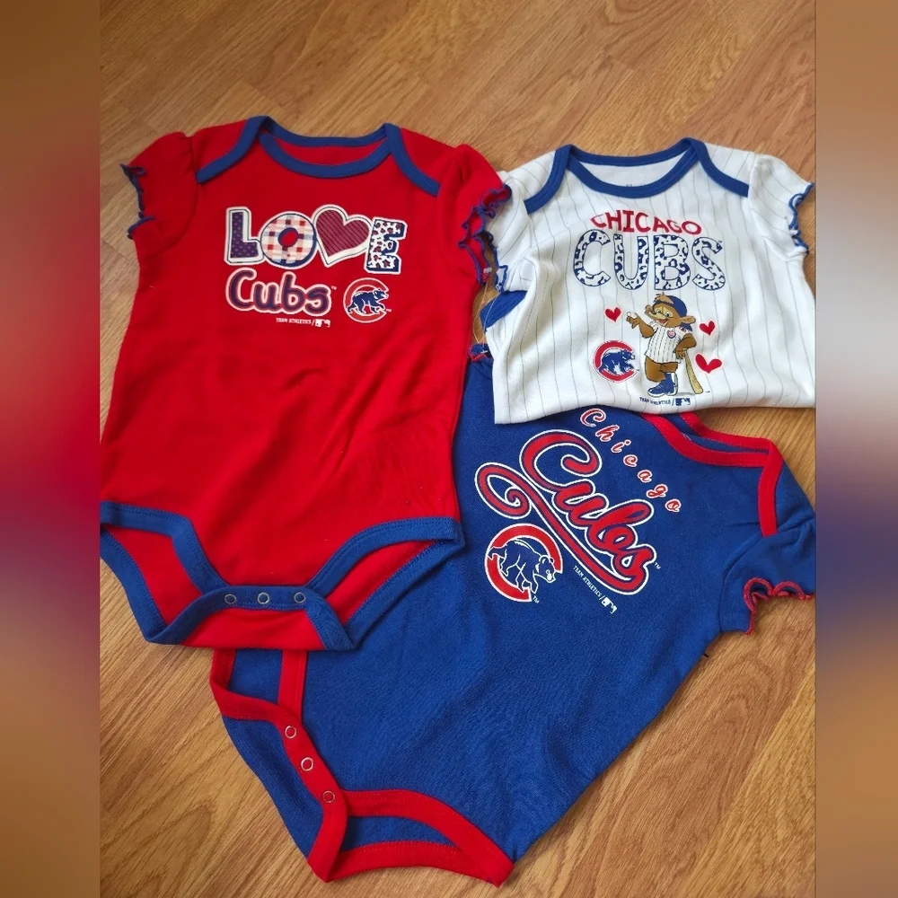 MLB Chicago Cubs Baby 18 Months Bodysuits 3pc Baseball NEW Mascot Cotton
