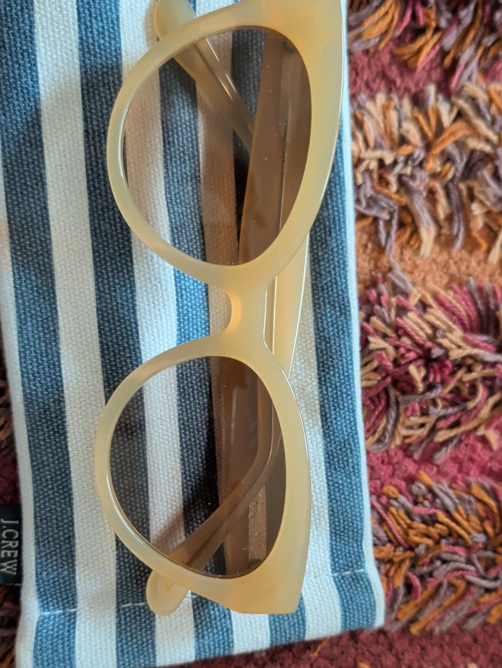 J. Crew Matte Cream Cat-Eye Sunglasses with Brown Lenses