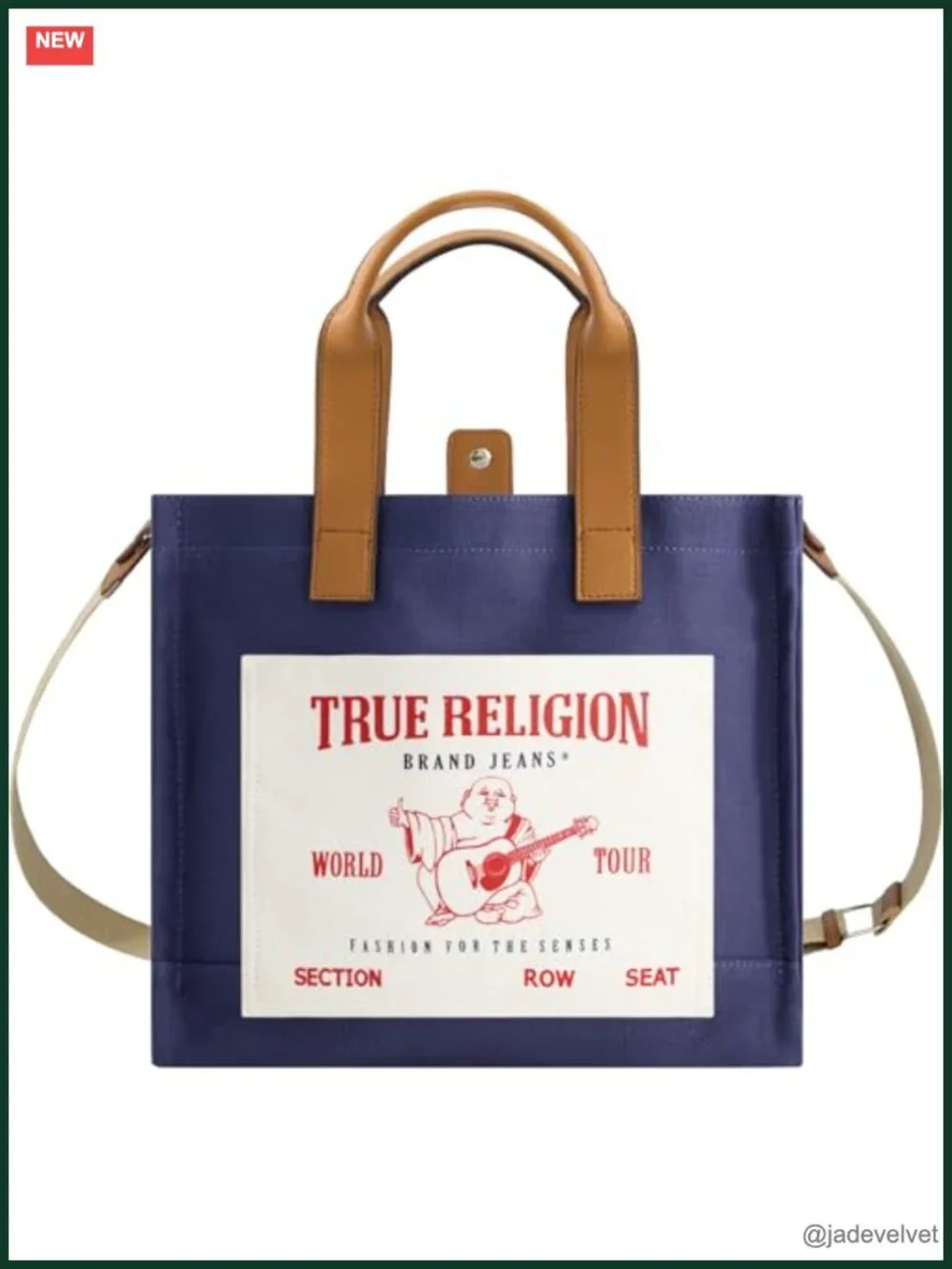 Canvas Tote Bag with Adjustable Strap, Messenger Silhouette, Snap Closure