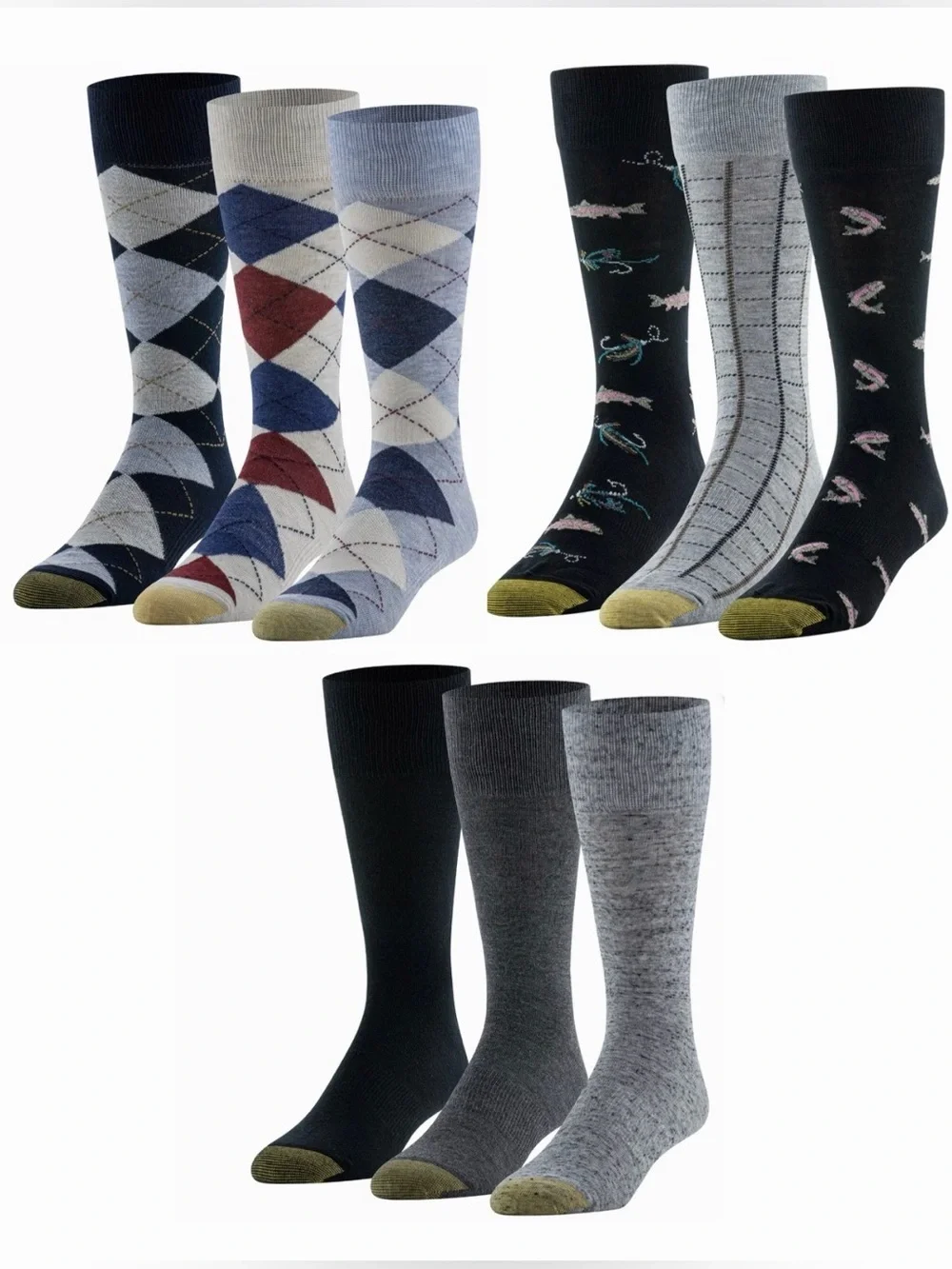 GOLDTOE Edition Crew Socks, 3 X 3-Pack