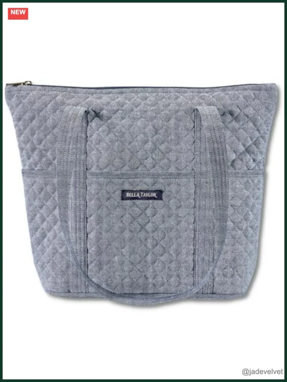 Lightweight Quilted Cotton Tote Bag with 10 Pockets