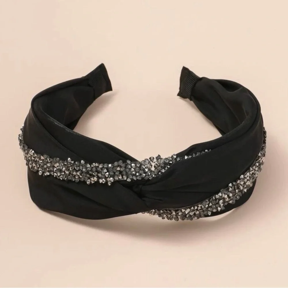 Stunning New Beaded Black and Silver Headband - Add Elegace to Any Outfit!
