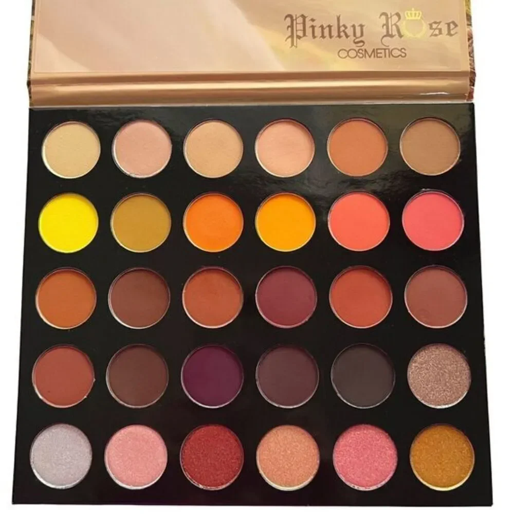 PINKY ROSE COSMETICS RUSTIC ROSE 30 COLORS EYESHADOW PALETTE CRUELTY FREE 1.58oz