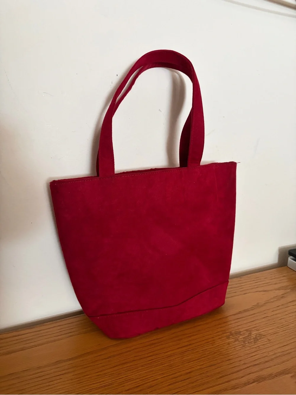 Red Quilted Velvet Pom Pom Dot Tote Bag - Y2K Bath & Body Works