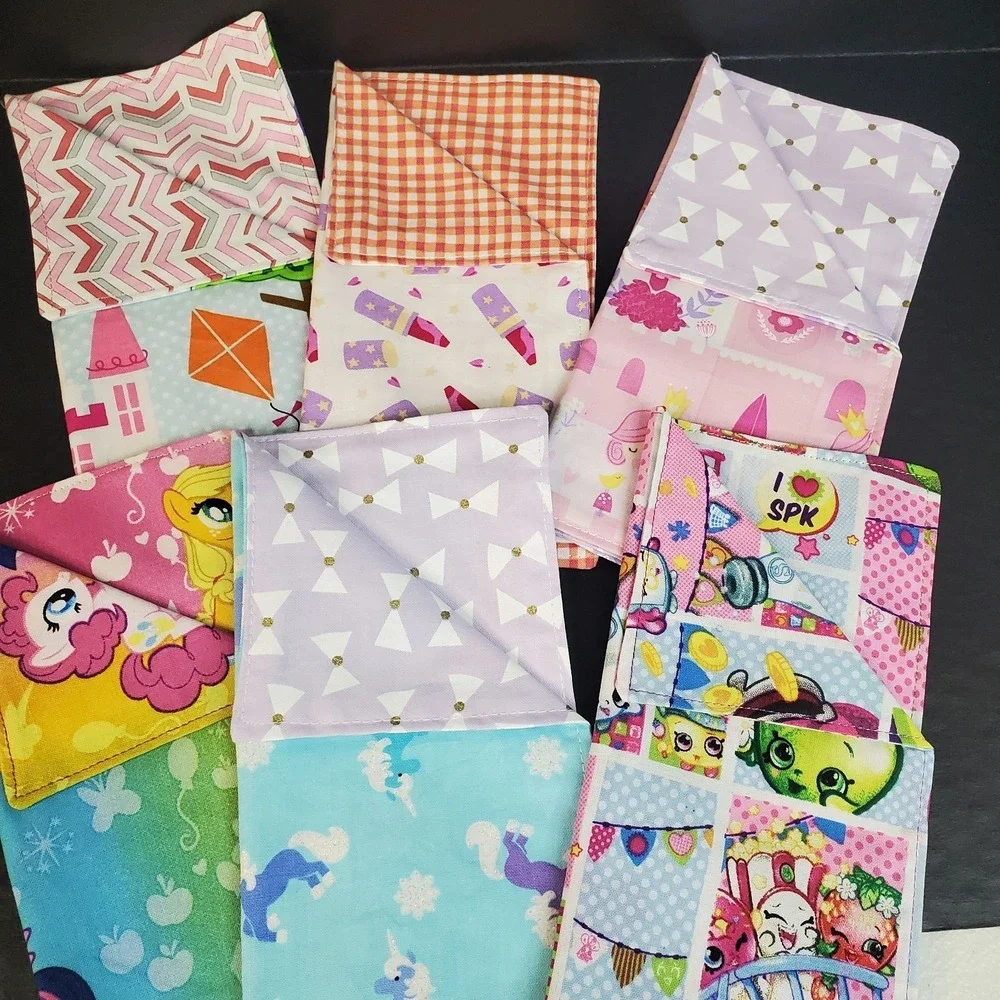 Girls Reusable 100% Cotton Fabric Lunchbox Napkins Reusable Eco Friendly 6 Piece