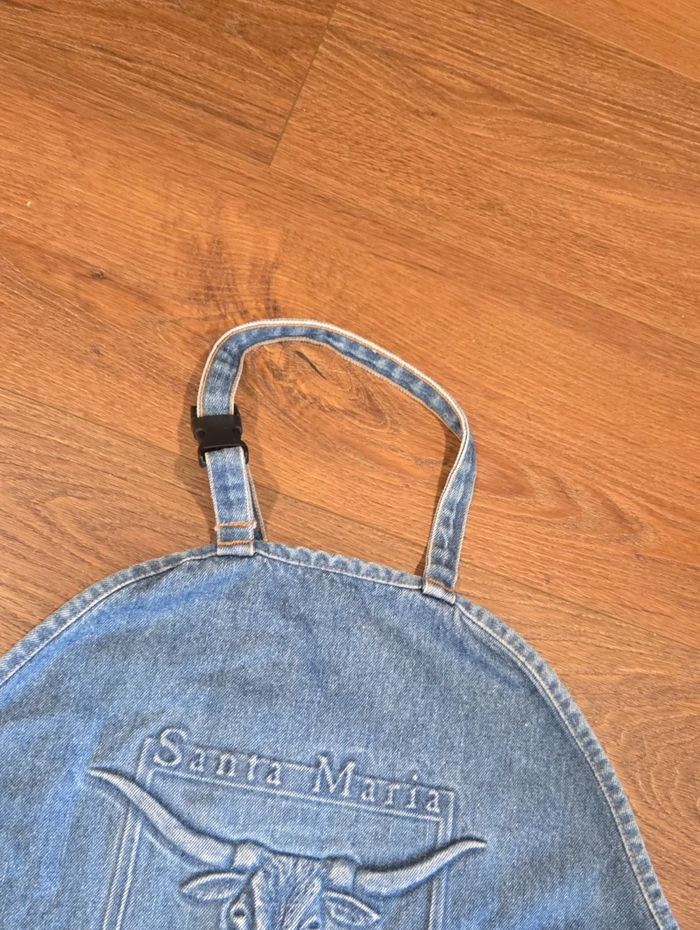 VINTAGE DENIM EMBOSSED APRON SANTA MARIA CALIFORNIA... #8064