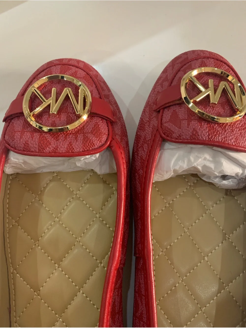 Michael Kors Logo-Embellished Women's Ballet Red Flats