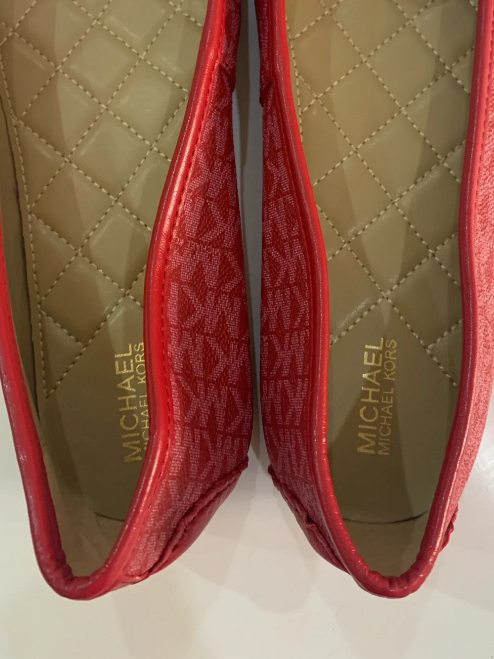 Michael Kors Logo-Embellished Women's Ballet Red Flats