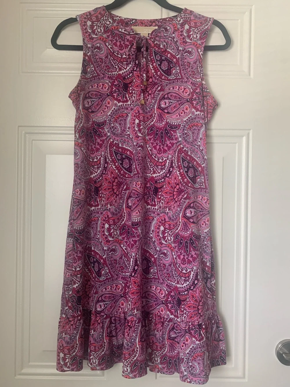 Michael Kors Pink Paisley Tie-Neck Mini Dress Size XS