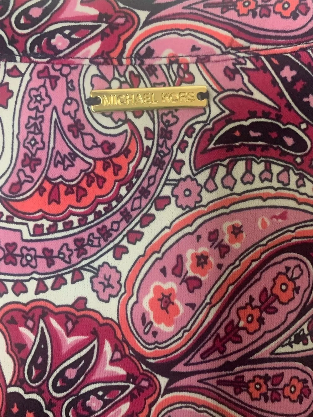 Michael Kors Pink Paisley Tie-Neck Mini Dress Size XS