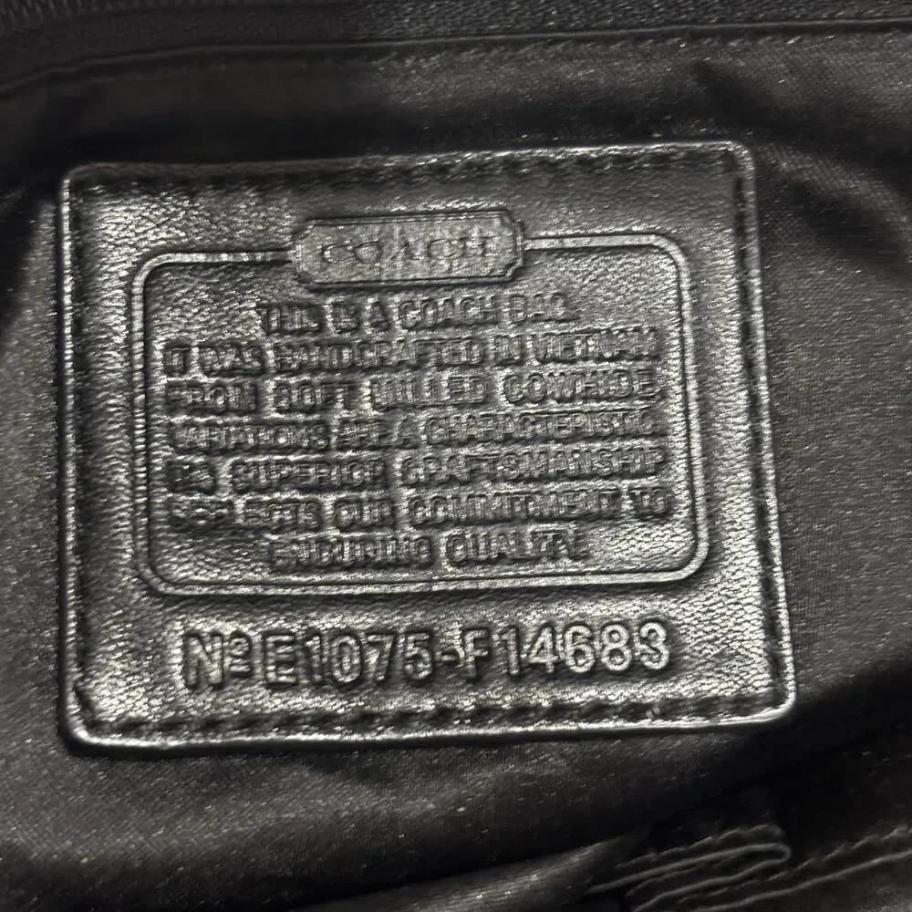 Coach Penelope Black Pebbled Leather Shoulder Tote Bag
