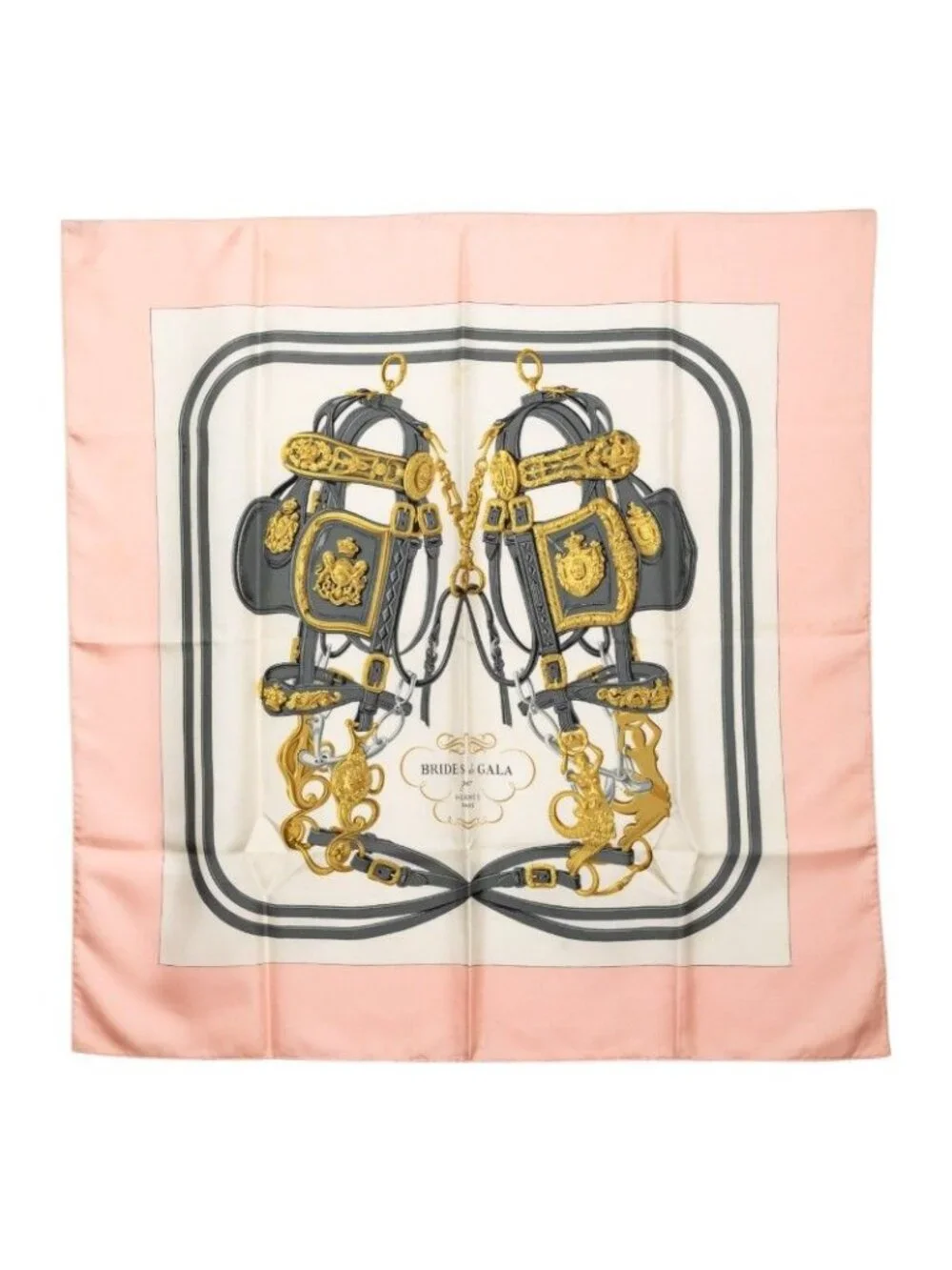 Hermes Carre 90 Brides de Gala Ceremony Bridle Scarf Large Pink Multicolor Silk