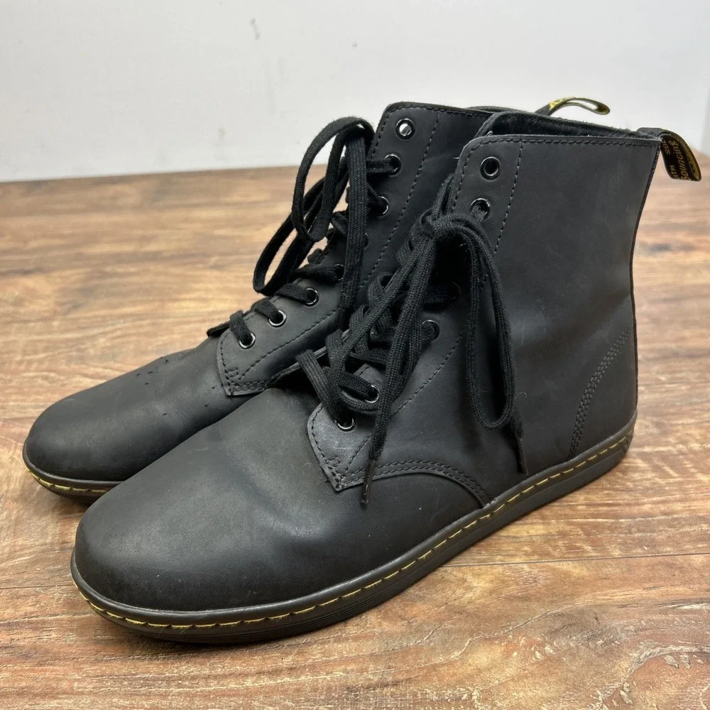 Dr. Martens Doc Boots Mens‎ 13M Black Leather Tobias Casual Goth Grunge