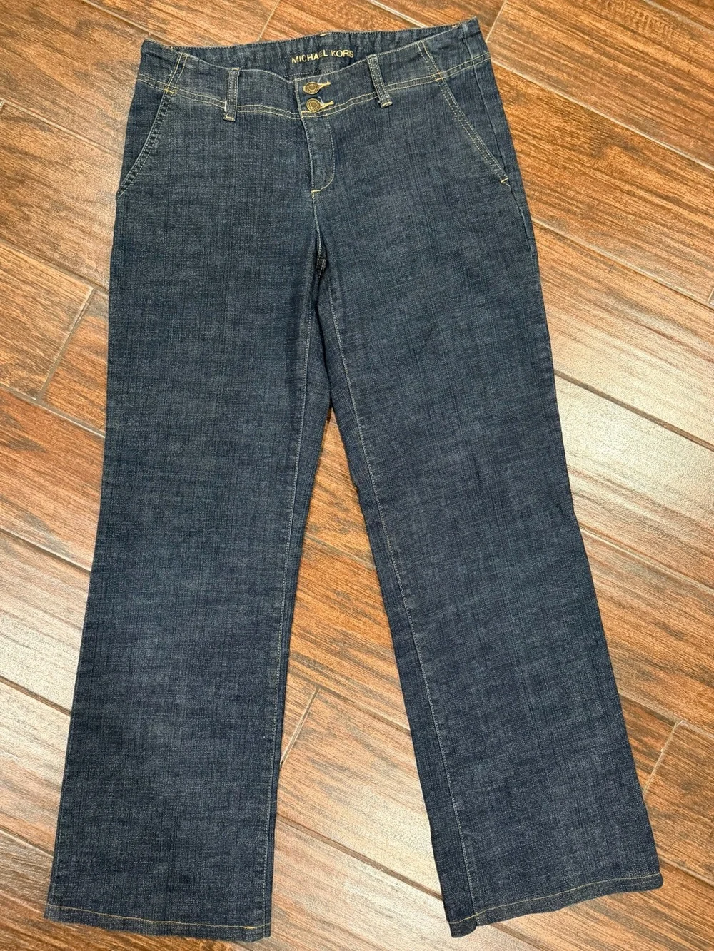 Michael Kors Mid-Rise Straight Leg Dark Blue Jeans