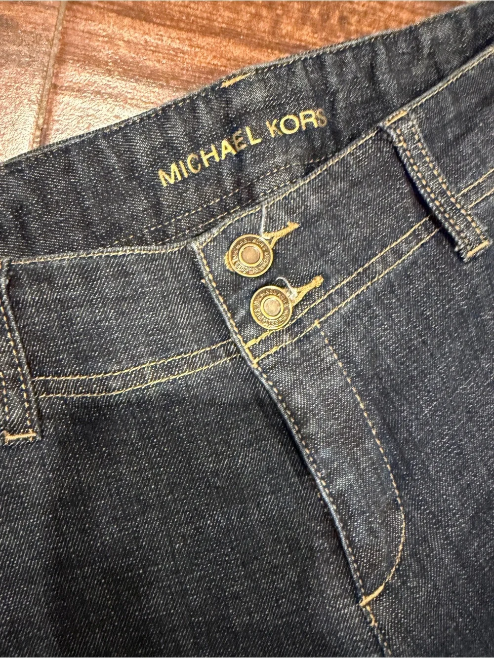 Michael Kors Mid-Rise Straight Leg Dark Blue Jeans