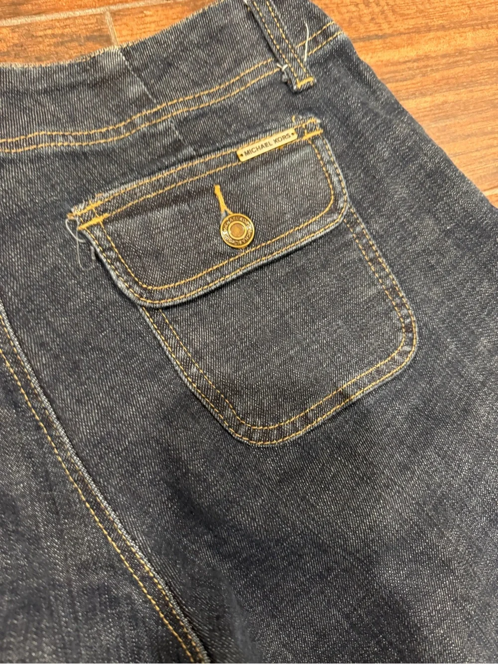 Michael Kors Mid-Rise Straight Leg Dark Blue Jeans