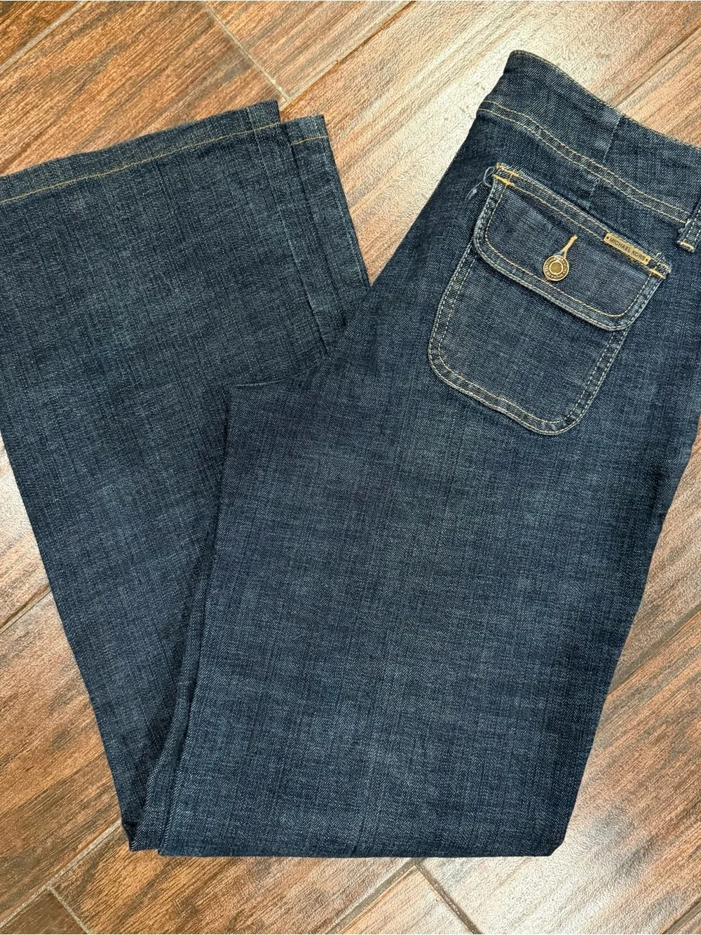 Michael Kors Mid-Rise Straight Leg Dark Blue Jeans