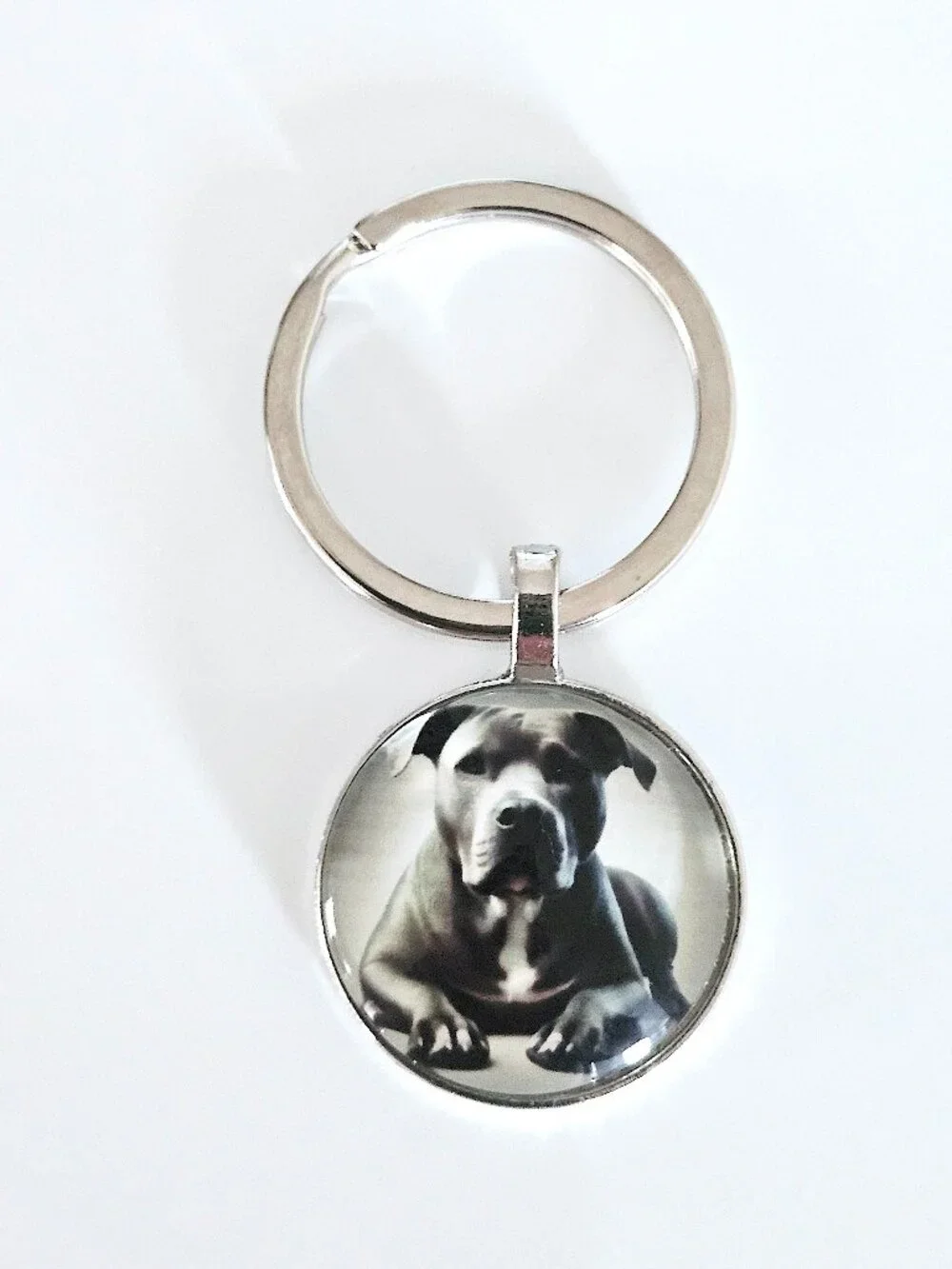 Pit Bull Glass Cabochon Keychain, American Bully, Unisex, Dog Lover Gift, Charm