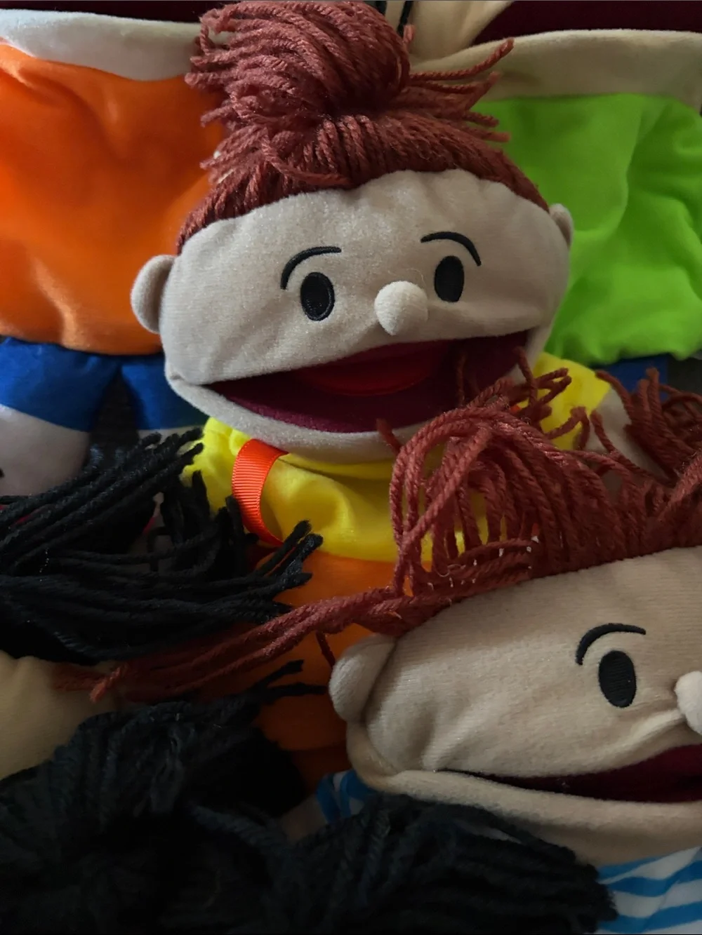 Kids Plush Hand Puppet Set - Assorted Colors Multi cultural. Set of 6