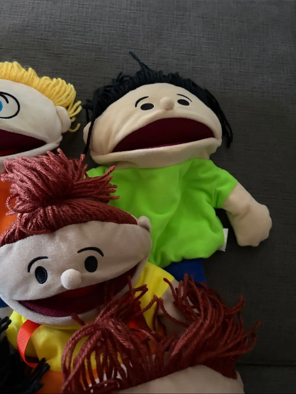 Kids Plush Hand Puppet Set - Assorted Colors Multi cultural. Set of 6