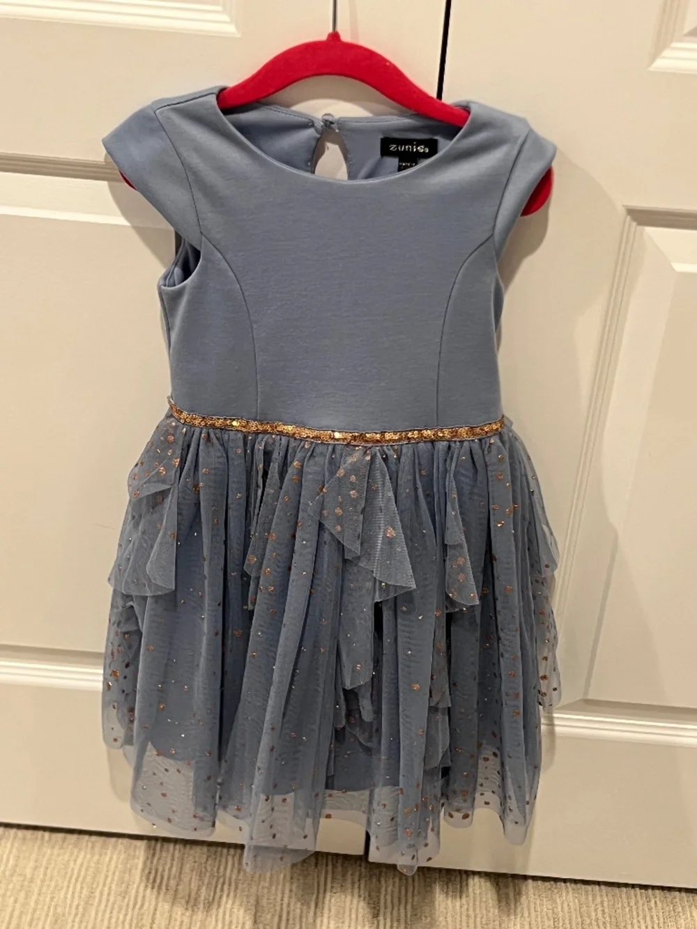Zunie Girls Light Blue and Rose Gold Formal Dress - Size 4