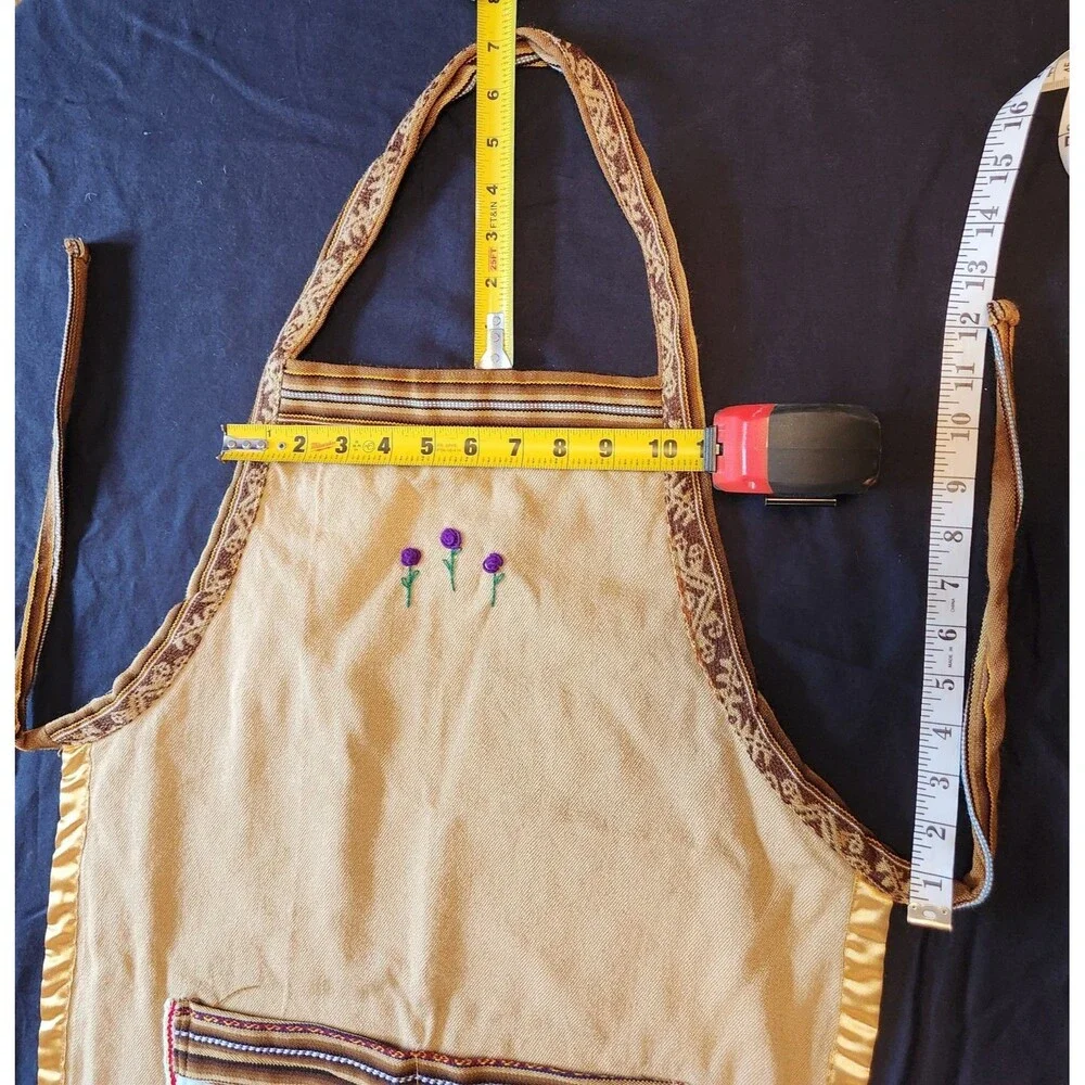 Unique Southwest Bib-style Apron With Front Pockets  Measurements In Photos