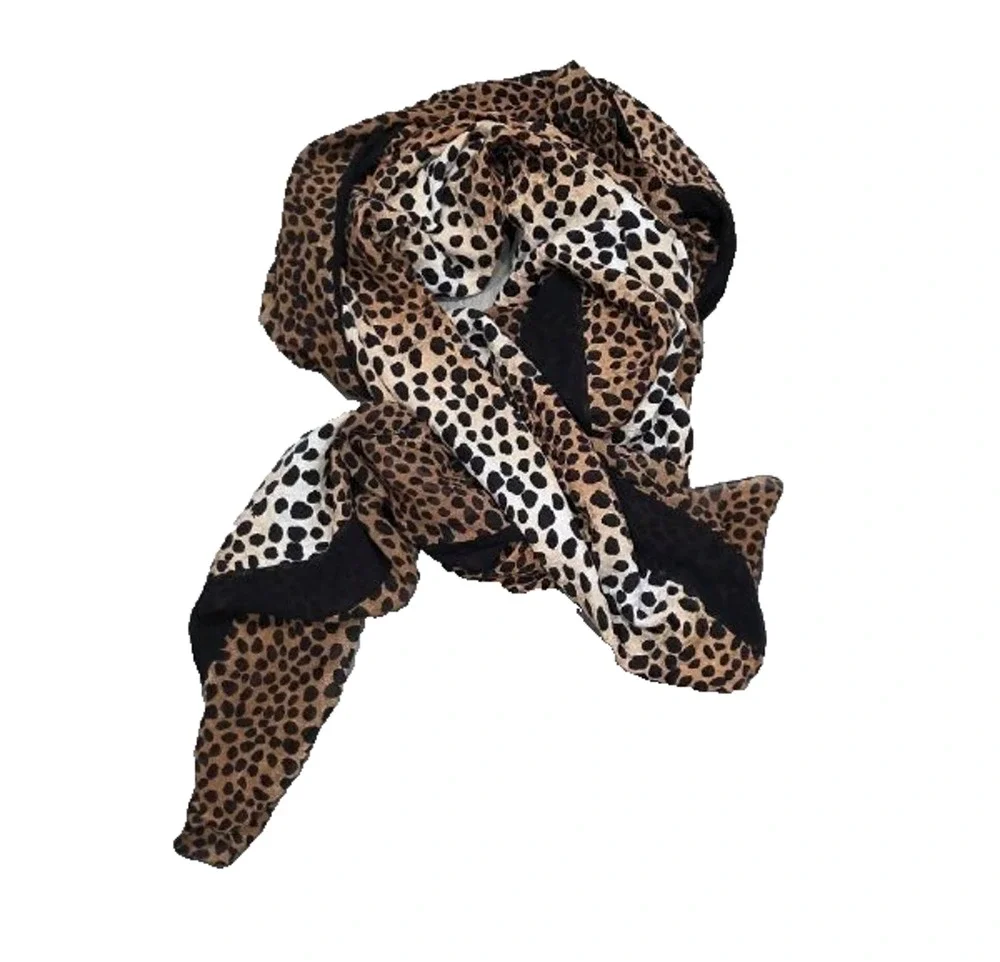 Great Vintage Leopard Print Silk ITALY Scarf square cover up large squar A004964