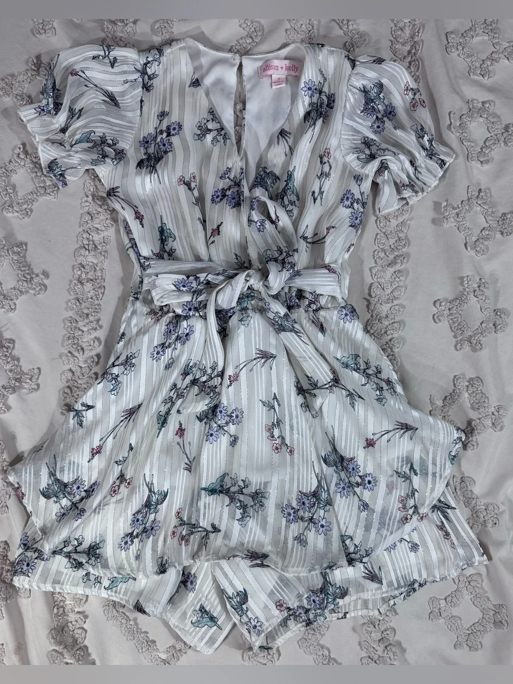 Allison + Audrey White Floral Girls' Casual Wrap Dress