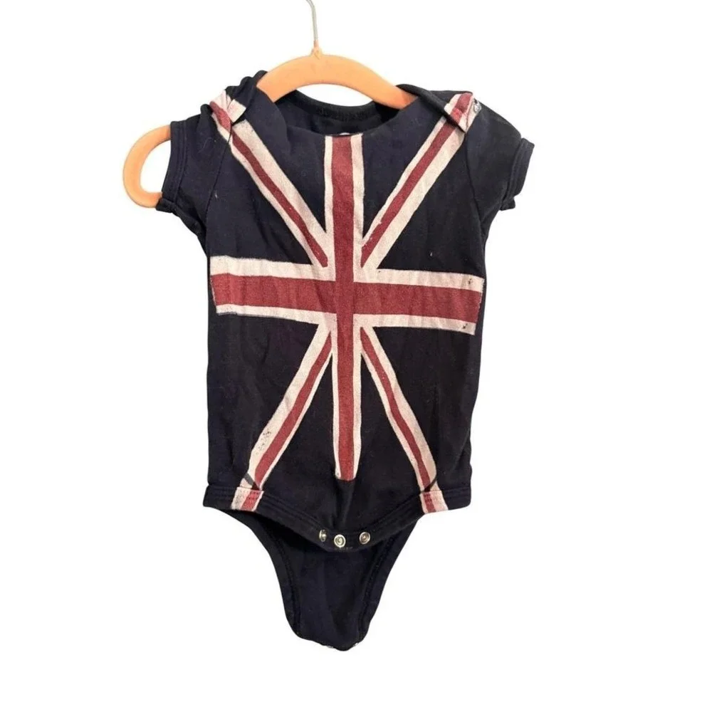 Lucky London‎ Union Jack Baby Bodysuit Onesie 6-12 Months