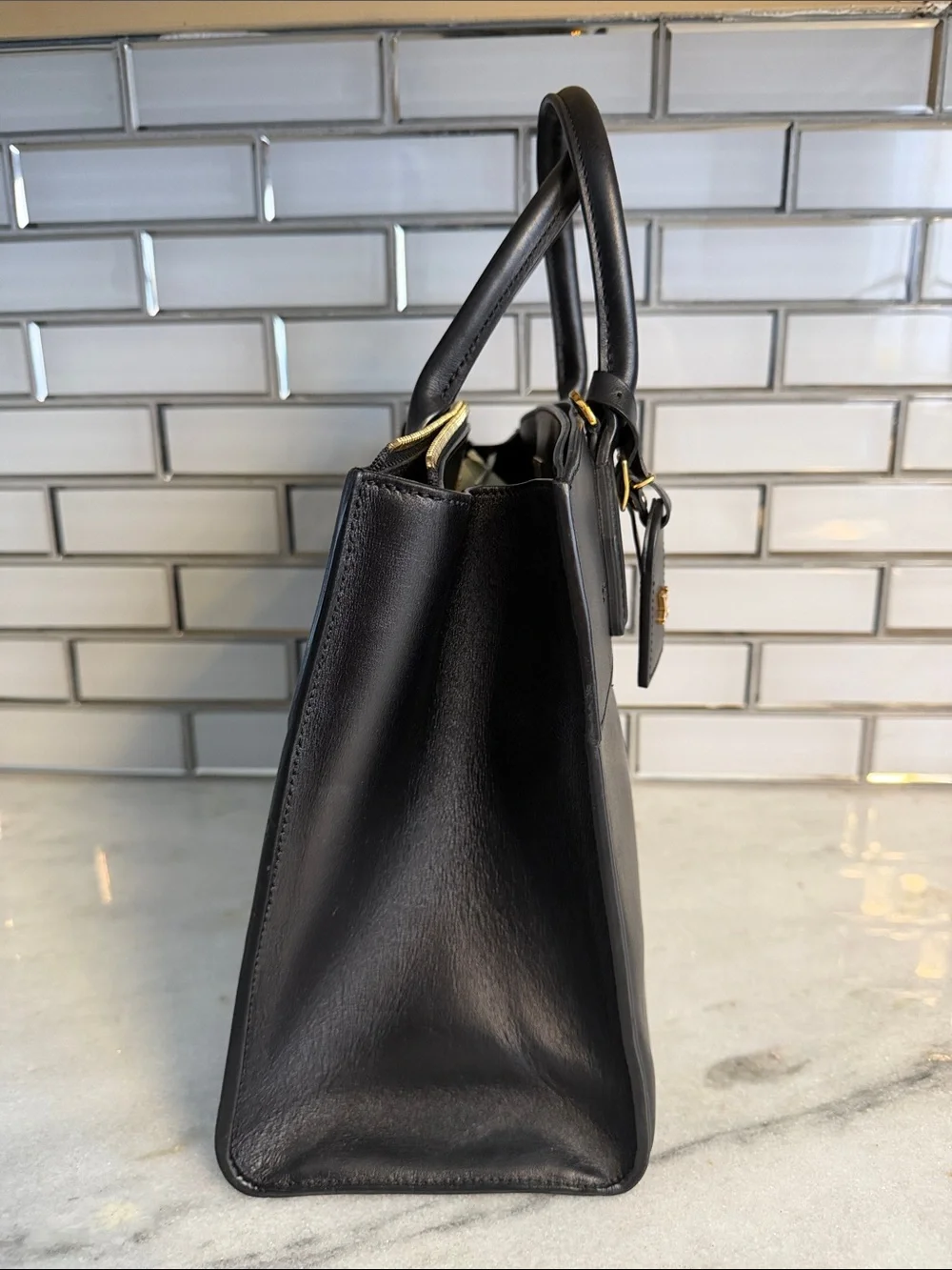 Louis Vuitton Black Leather City Steamer MM Gold Hardware and Detachable Strap