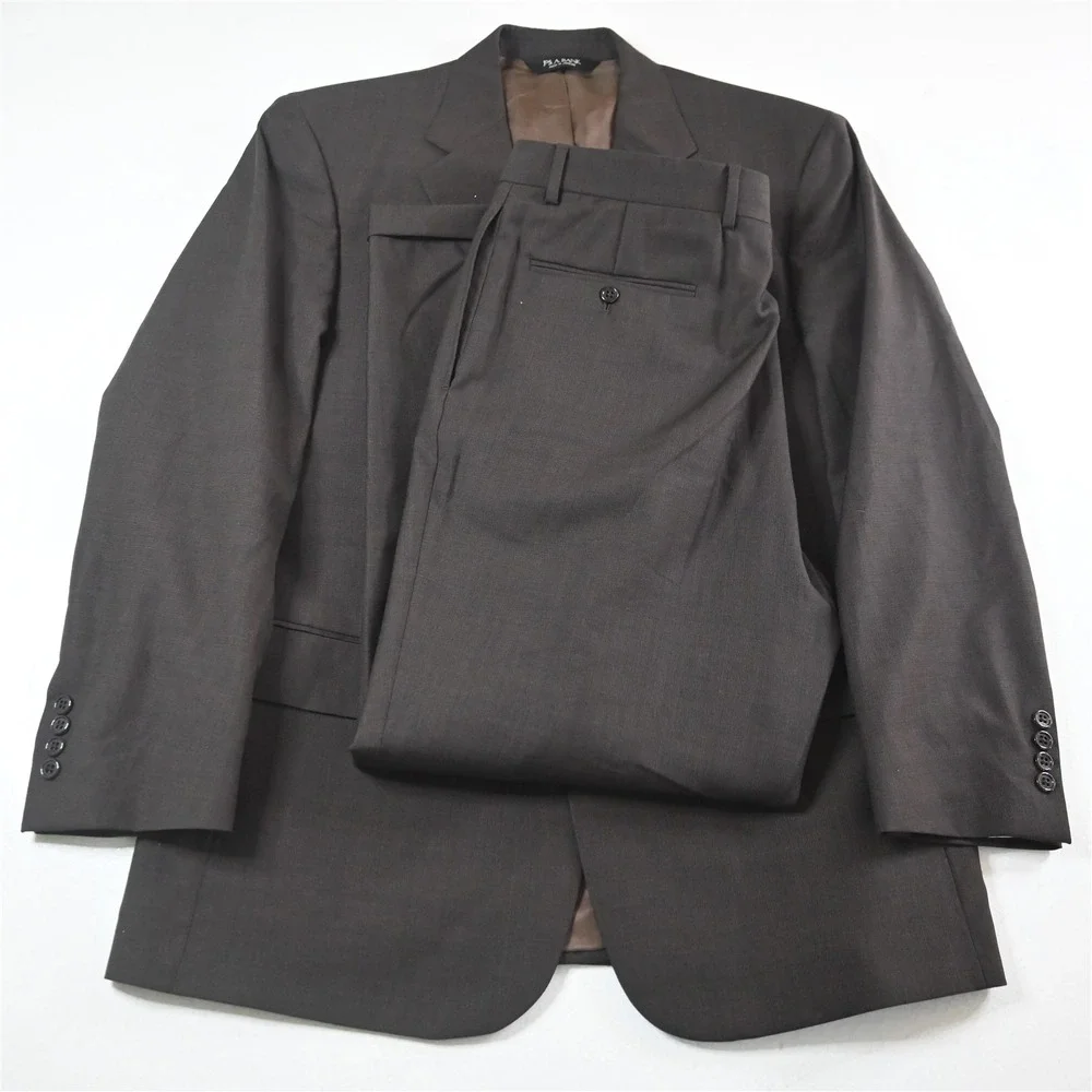 Jos A Bank‎ 43R 44R 36x30 Brown 100% Wool Nailshead Mens Jacket Pants Suit