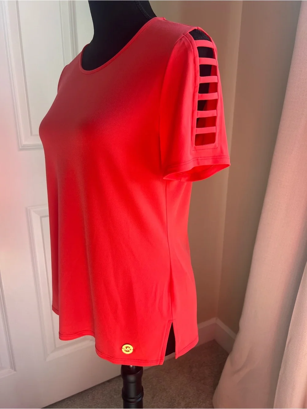 Michael Kors Vibrant Coral Crew Neck Short Sleeve Tee