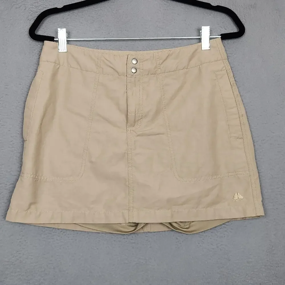 Nike ACG Equipment Skort Womens 4 Beige Lined Trail Hiking Pockets Outdoor