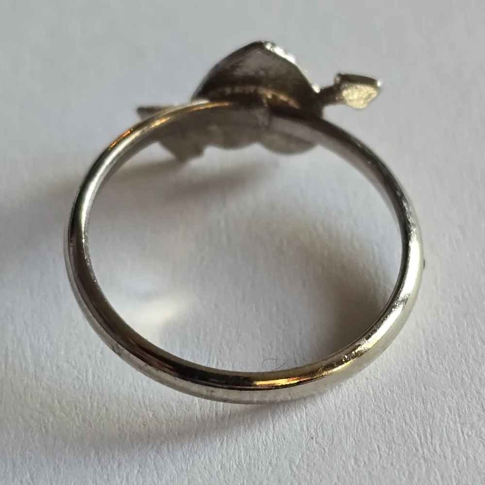 Vintage heart ring crushed turquoise silver tone blue size 3.75