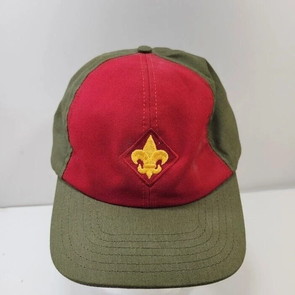 Boy Scouts of America Hat Cap Red Green Snapback Vintage 1980s/90s  Made In USA