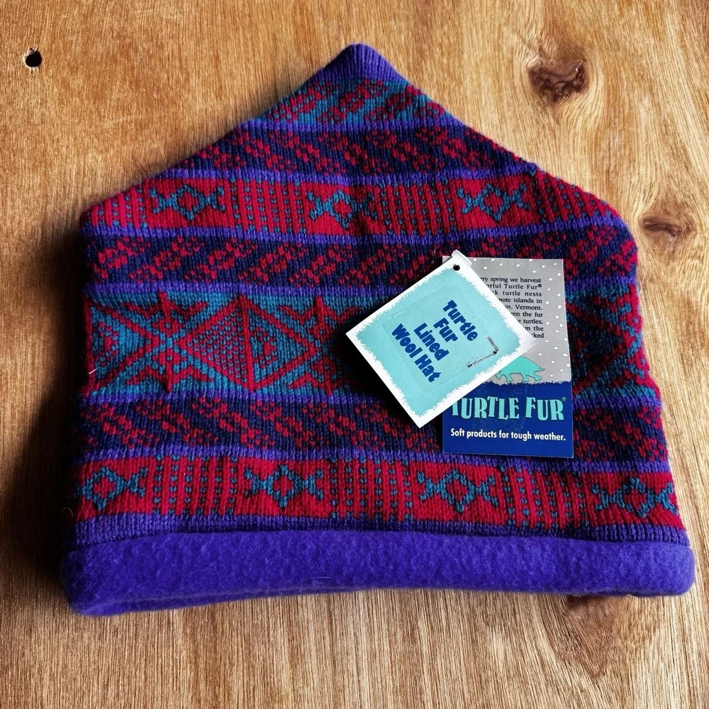 Vintage Turtle Fur x POPPY GALL Wool Beanie Made in USA Winter Ski Hat
