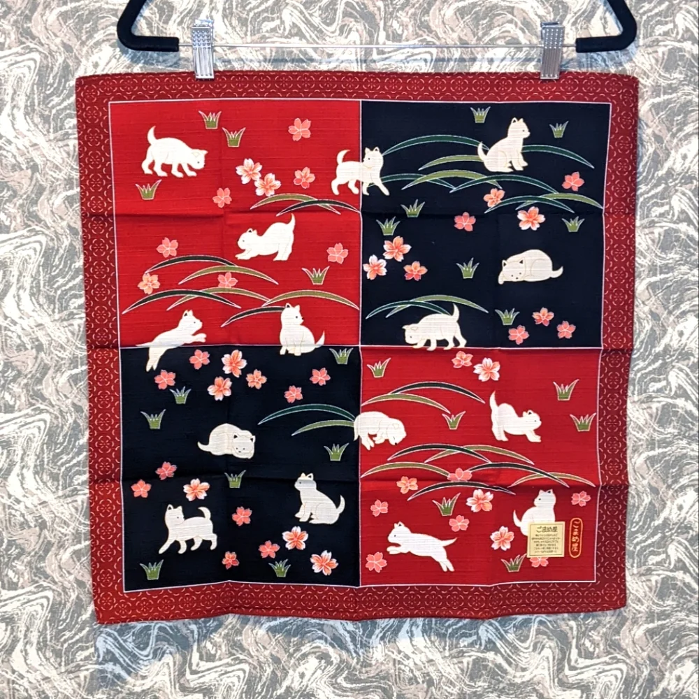 NWT Vintage Kurochiku Japanese Dog Handkerchief