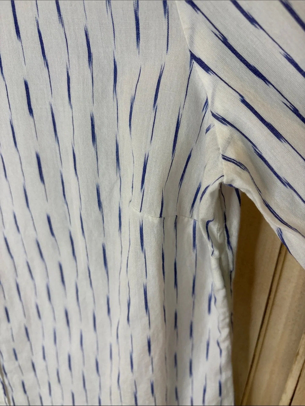 J. Crew 100% Cotton White Button-Down Shirt with Blue Dash Stripe
