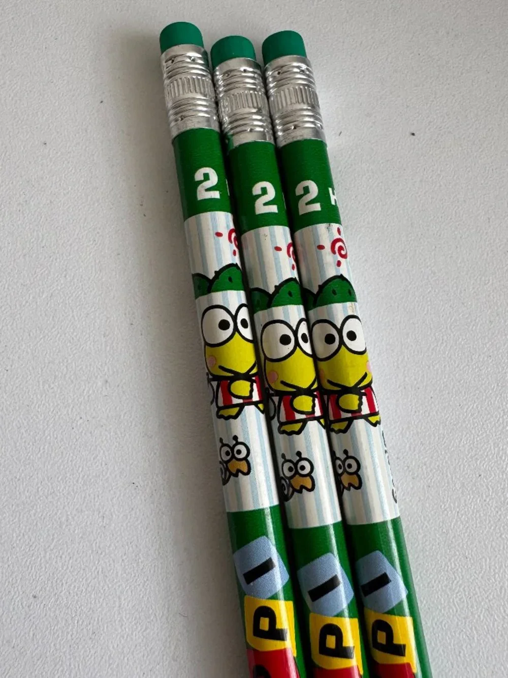 Sanrio Keroppi Set of 3 HB #2 Pencils 2012 Made in Taiwan Kawaii Rare