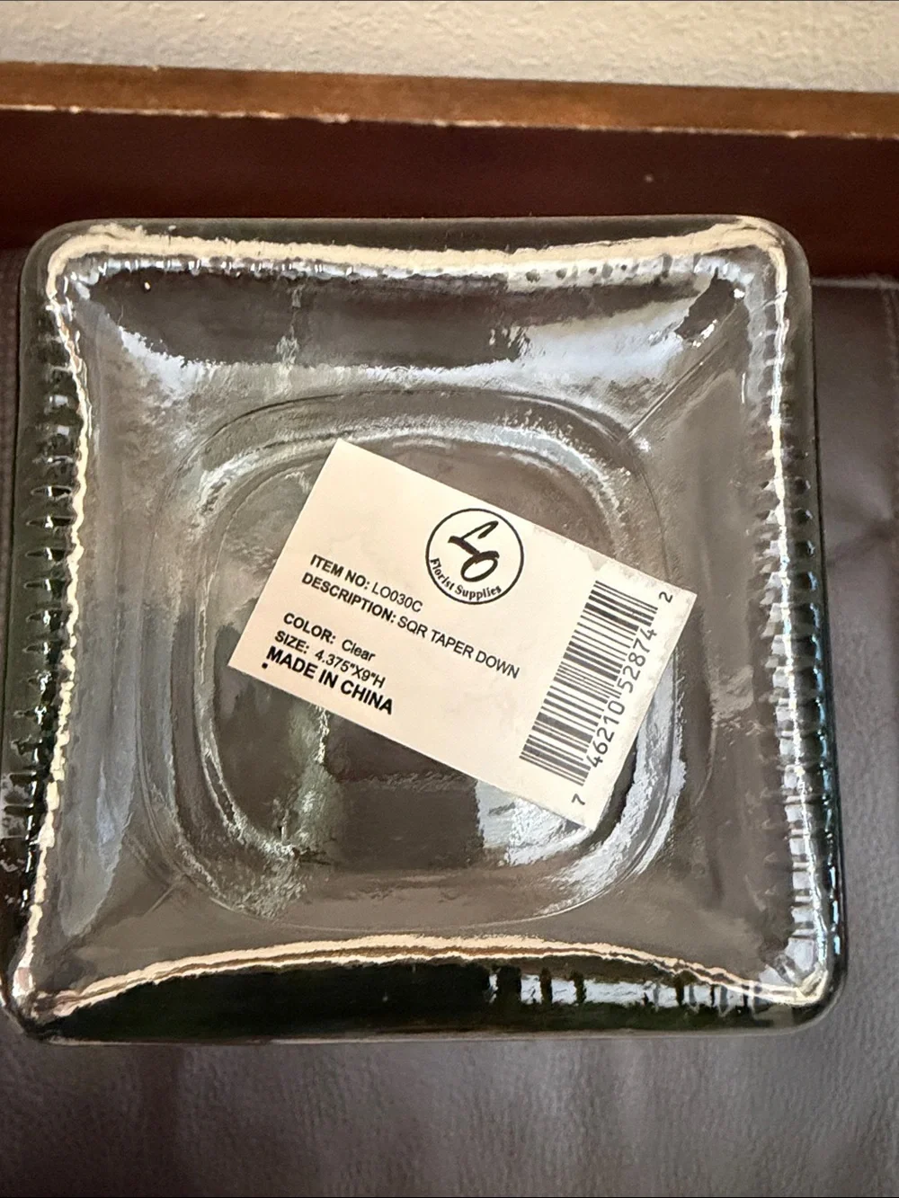 Clear Glass Vase Square Taper Down Shape Design by LO Florist Supplies