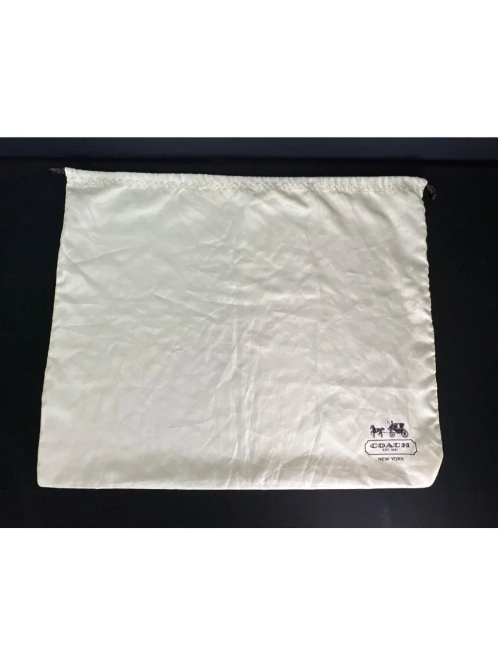 Coach Satin Dust Bag Drawstring Cream Ivory Storage Handbag Protection 19