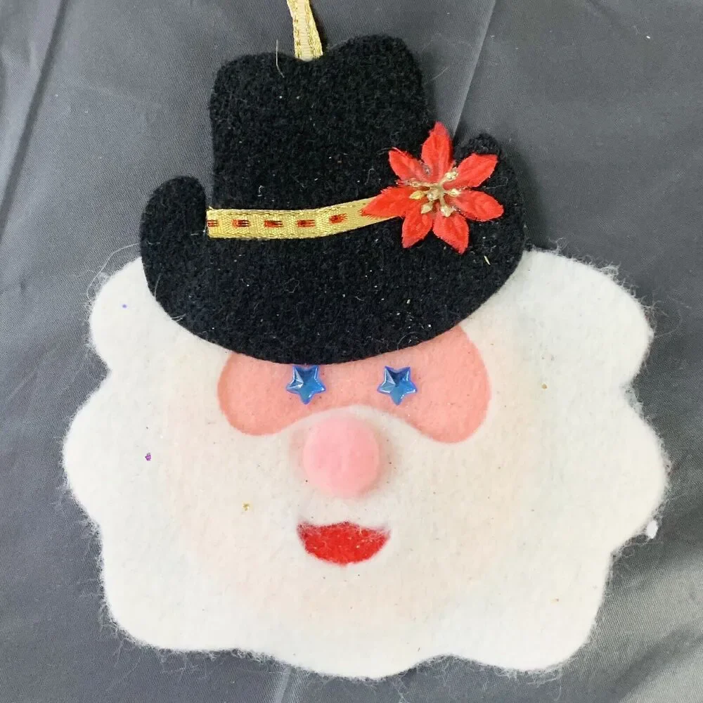 Vtg Mixed Lot Of 10 Christmas Ornaments Plastic Canvas Yarn Crocheted Felt