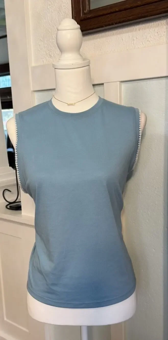 Nike Dri-FIT Women's Crochet-Trimmed Yoga Tank Top - Blue Large