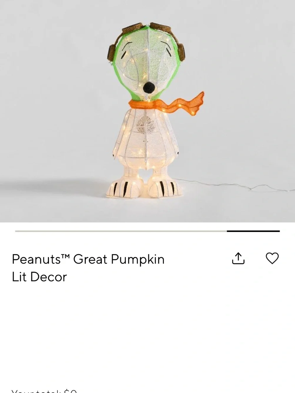 Pottery Barn Peanuts Snoopy Lit Figure