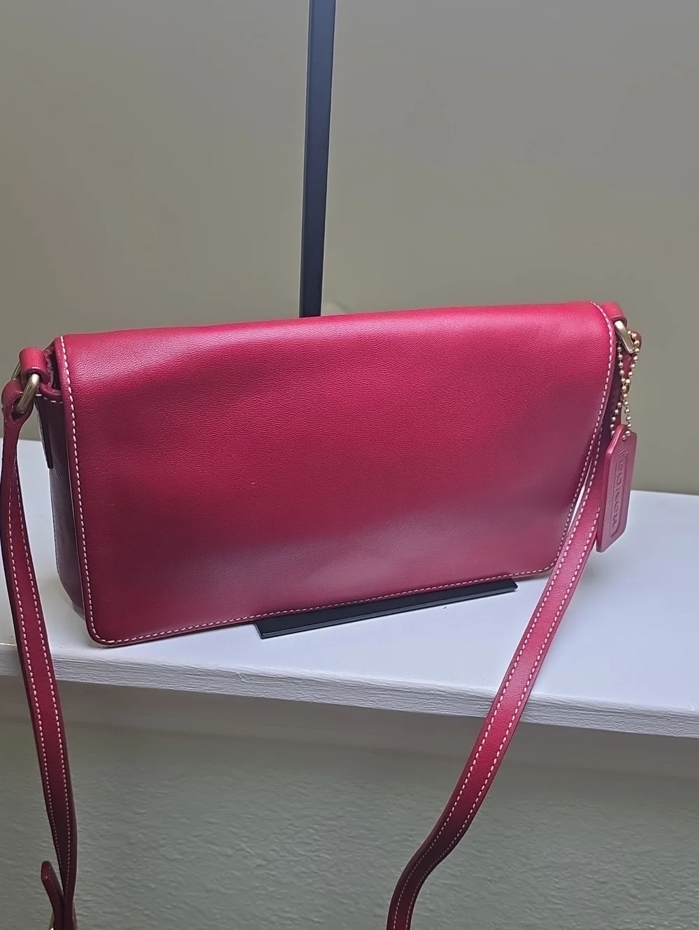 COACH 9599 Vintage Red Leather Legacy West Demi Flap Crossbody EUC