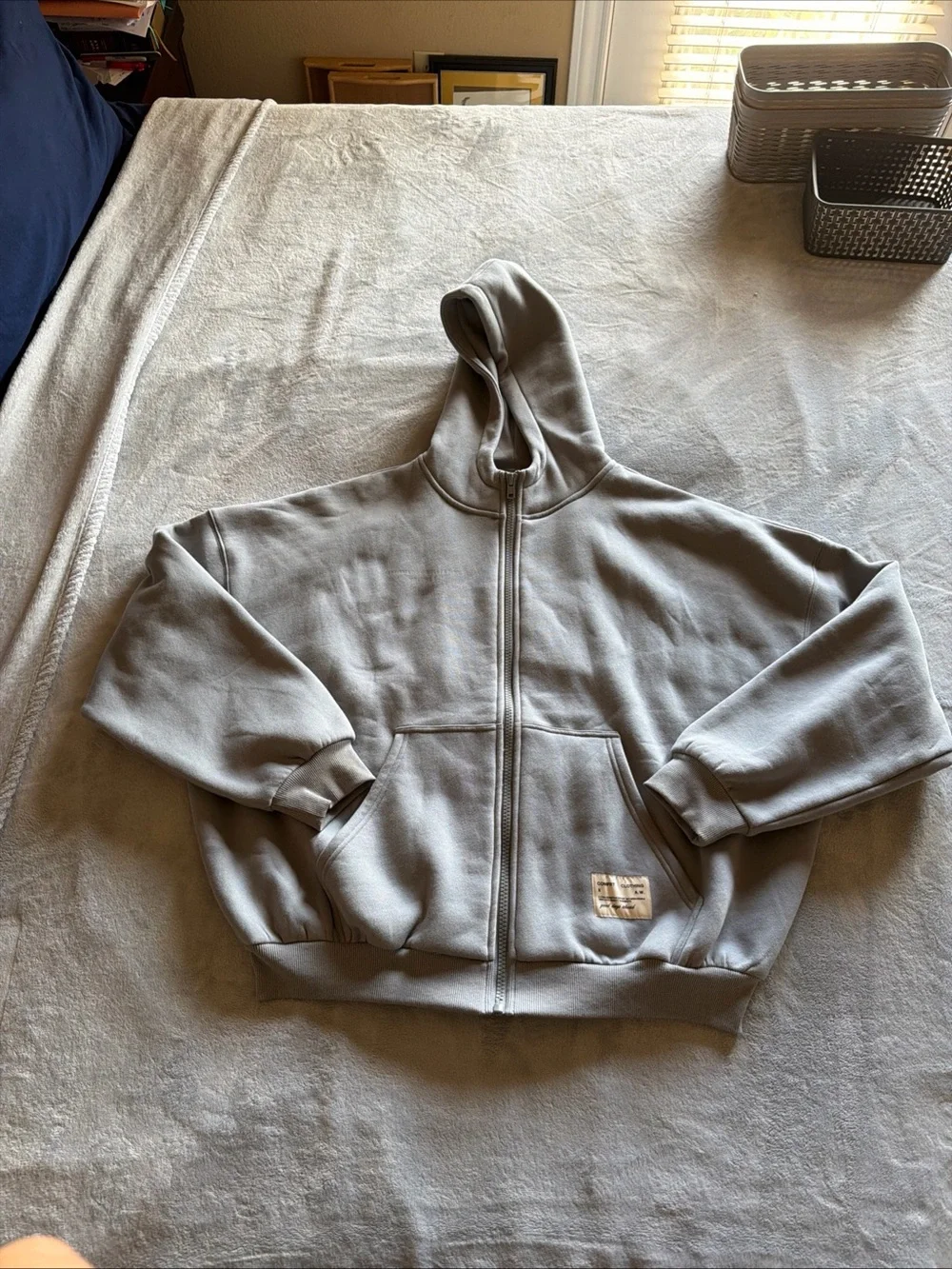 Comfrt Clothing Volume 9 Gray Blue Full Zip Hoodie Medium Oversized Heavy