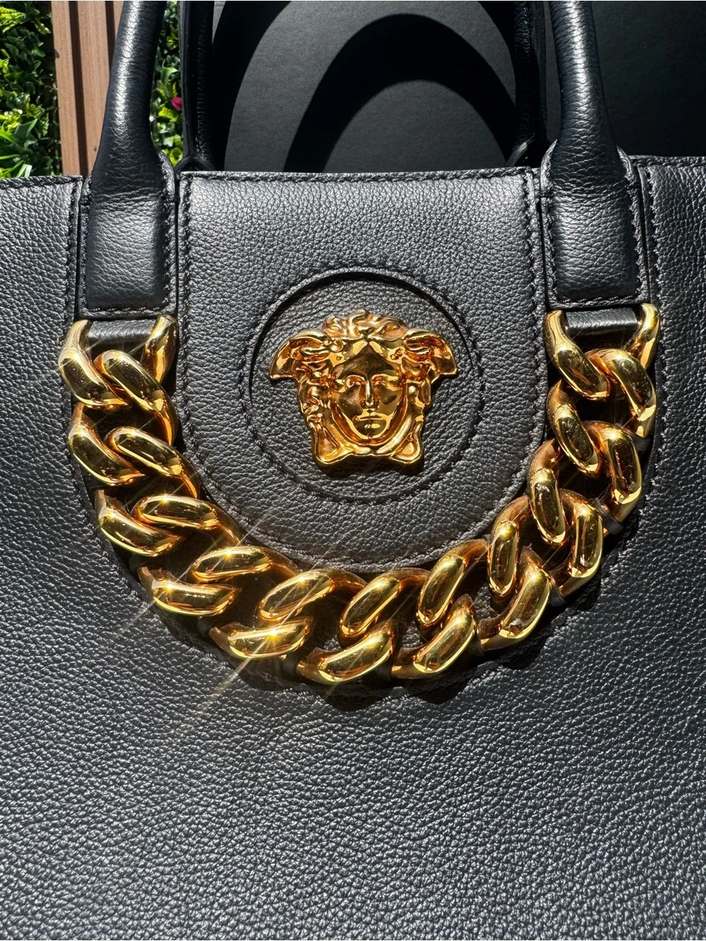 Versace black visible chain