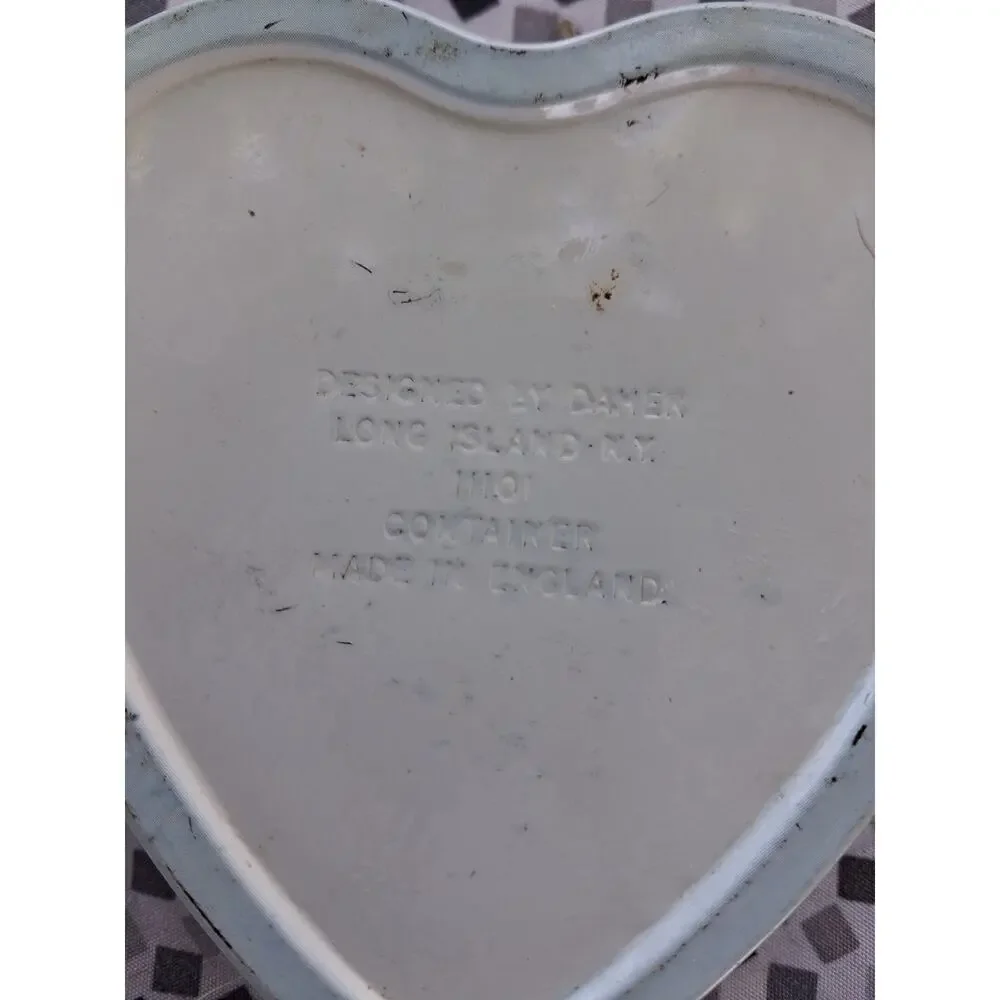 Vintage Heart-Shaped Butterfly Tin – Floral Design – Gold Interior