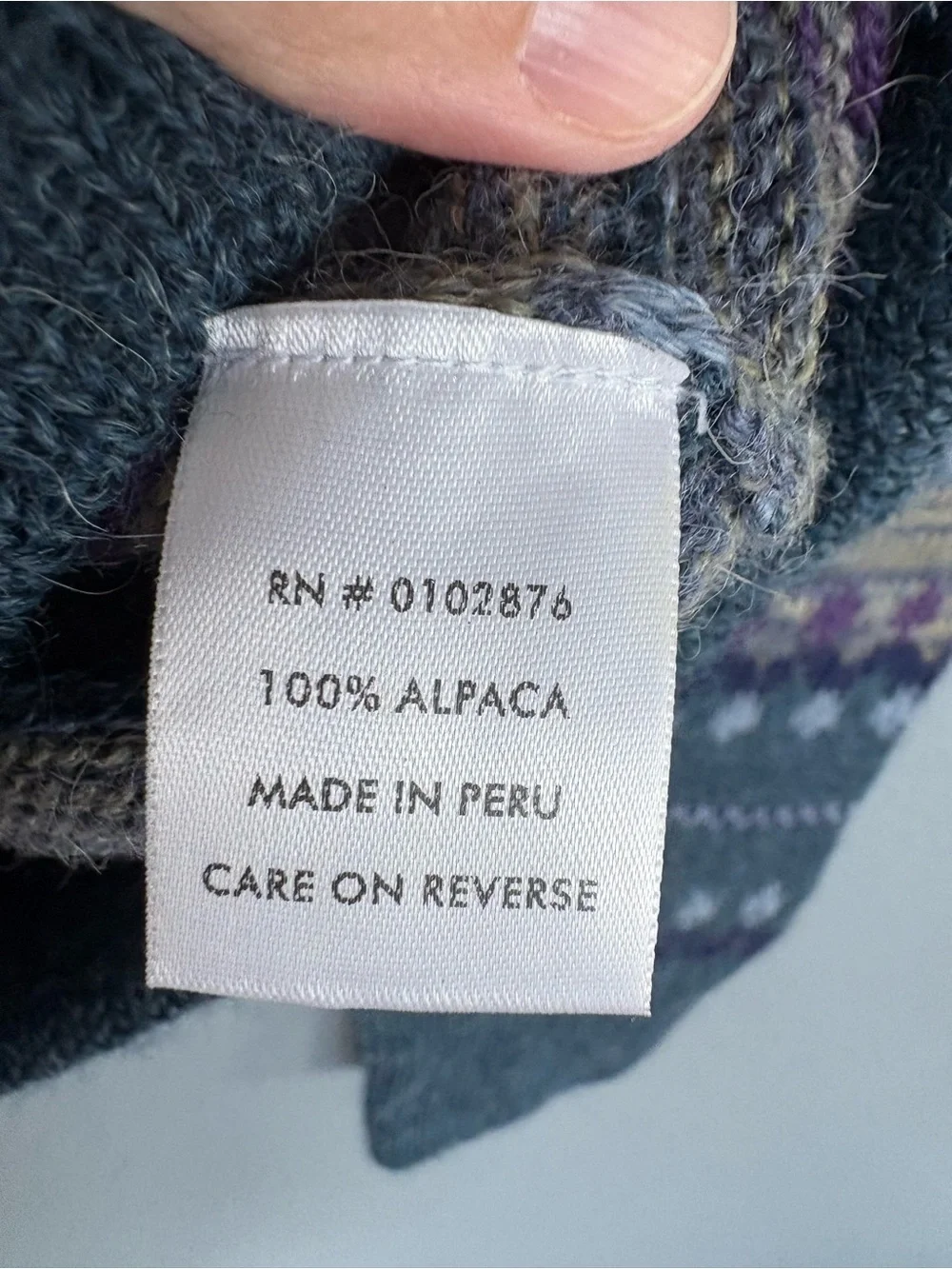 NOVICA 100% Alpaca Fair Isle Sweater Medium Blue Purple Made in Peru Soft